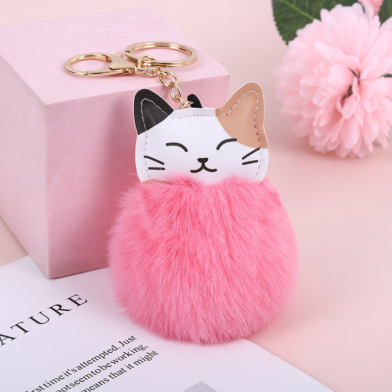 Wholesale Lucky Cat Imitation Rex Rabbit Fur Keychains